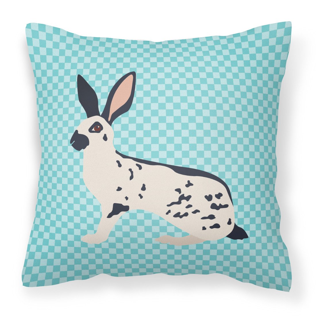English Spot Rabbit Blue Check Decorative Throw Pillow 18x18 Indoor Outdoor Accent Cushion, Fabric Cover with Insert for Sofa, Bed, Porch & Living Room