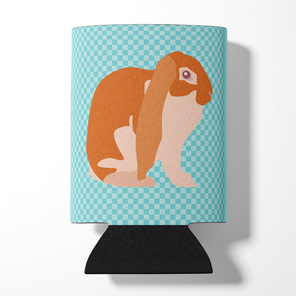 English Lop Rabbit Blue Check Can or Bottle Hugger Cooler Sleeve for Standard 12 oz Cans, Insulated Foam Beer & Soda Can Hugger Reusable