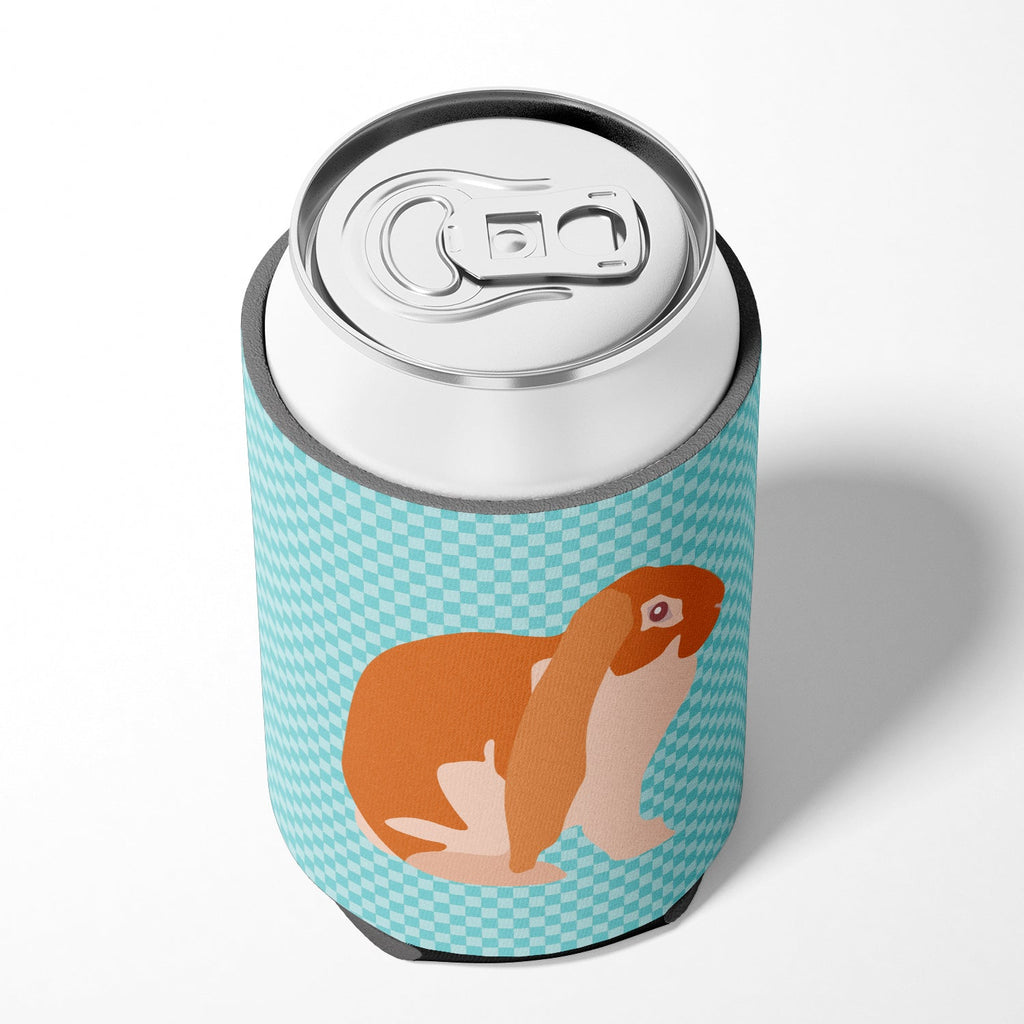 English Lop Rabbit Blue Check Can or Bottle Hugger Cooler Sleeve for Standard 12 oz Cans, Insulated Foam Beer & Soda Can Hugger Reusable