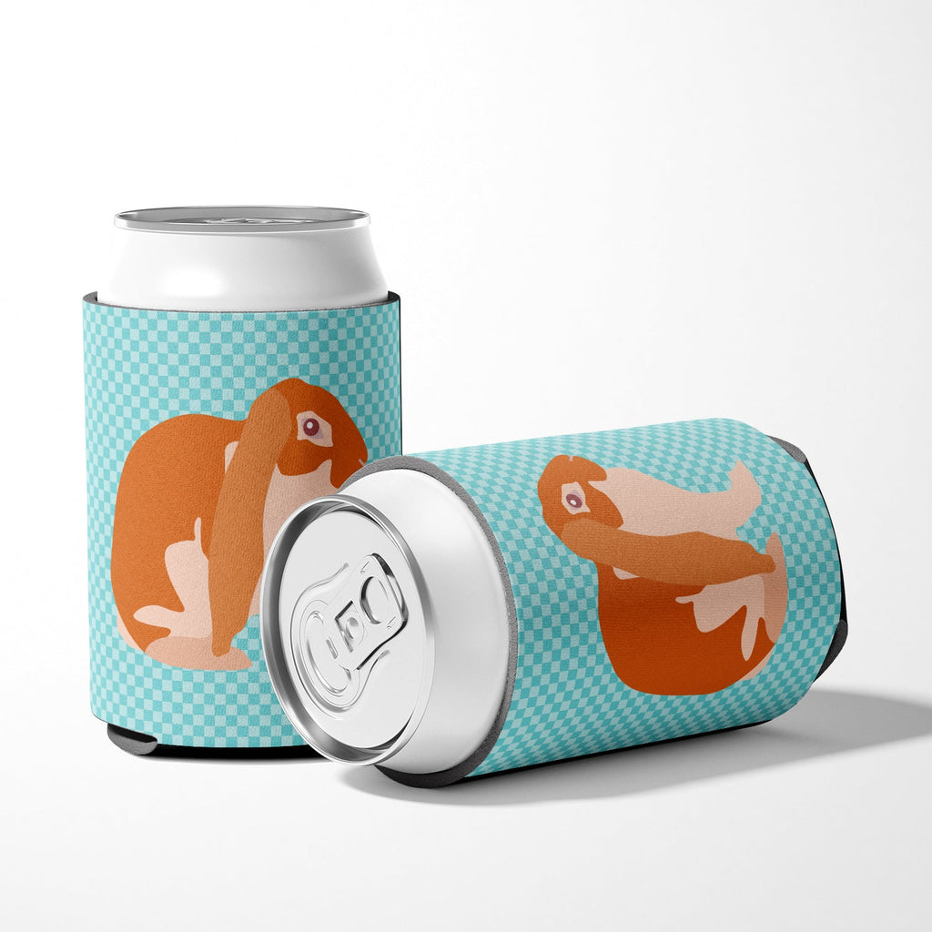 English Lop Rabbit Blue Check Can or Bottle Hugger Cooler Sleeve for Standard 12 oz Cans, Insulated Foam Beer & Soda Can Hugger Reusable