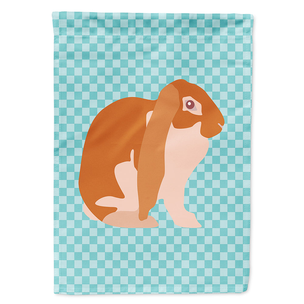 English Lop Rabbit Blue Check House Flag 28x40 Porch Sleeve Pole Decorative Outside Yard Banner Artwork Wall Hanging, Polyester