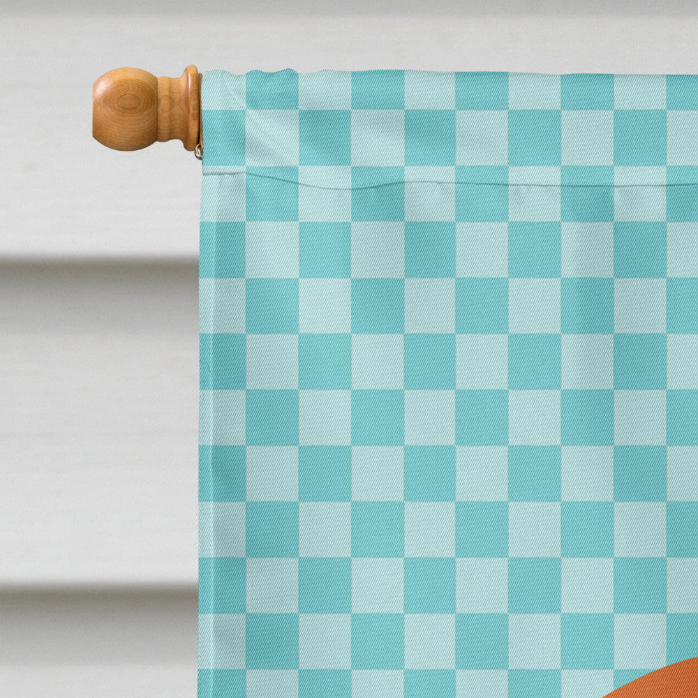 English Lop Rabbit Blue Check House Flag 28x40 Porch Sleeve Pole Decorative Outside Yard Banner Artwork Wall Hanging, Polyester