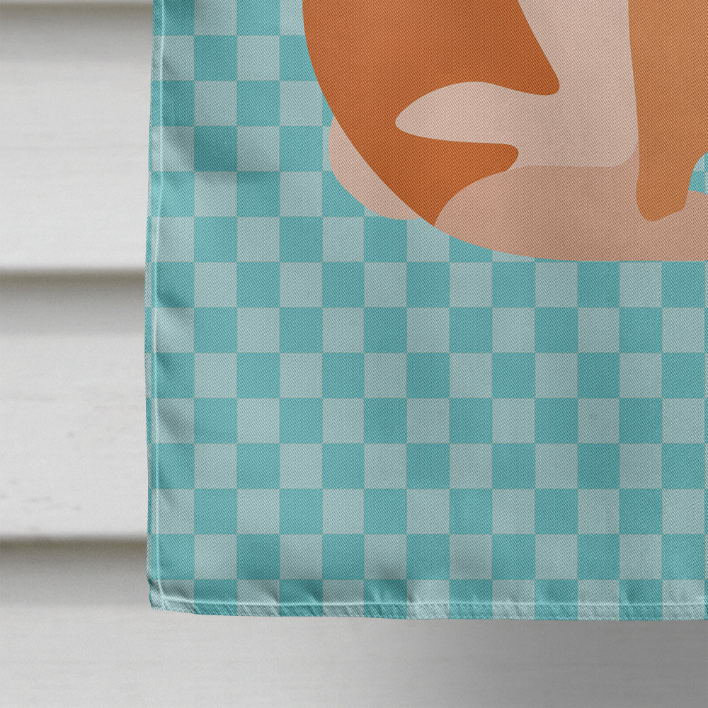 English Lop Rabbit Blue Check House Flag 28x40 Porch Sleeve Pole Decorative Outside Yard Banner Artwork Wall Hanging, Polyester