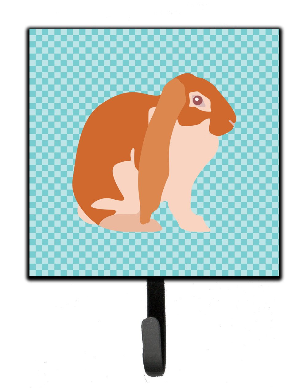 English Lop Rabbit Blue Check Leash or Key Holder Wall Hooks, Key Hooks Holder, Coat Rack Wall Mount, Coat Hooks, Hooks for Hanging Keys, Towels, Aprons, Leashes