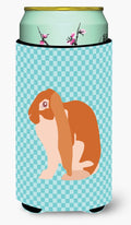 English Lop Rabbit Blue Check Tall Boy Hugger Can Cooler Sleeve Machine Washable Drink Collapsible Insulator Beverage Insulated Holder