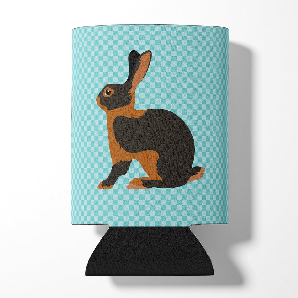 Tan Rabbit Blue Check Can or Bottle Hugger Cooler Sleeve for Standard 12 oz Cans, Insulated Foam Beer & Soda Can Hugger Reusable