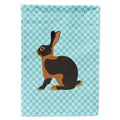Tan Rabbit Blue Check House Flag 28x40 Porch Sleeve Pole Decorative Outside Yard Banner Artwork Wall Hanging, Polyester
