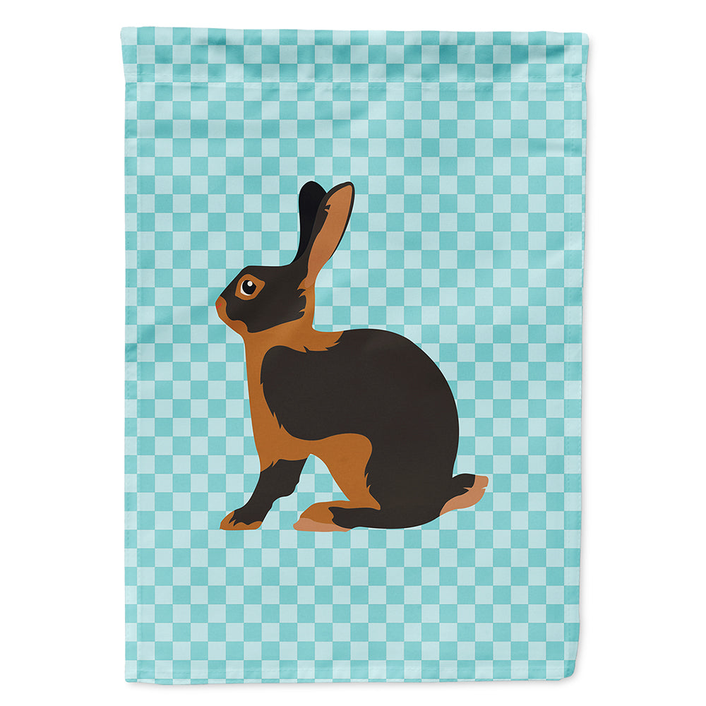 Tan Rabbit Blue Check House Flag 28x40 Porch Sleeve Pole Decorative Outside Yard Banner Artwork Wall Hanging, Polyester
