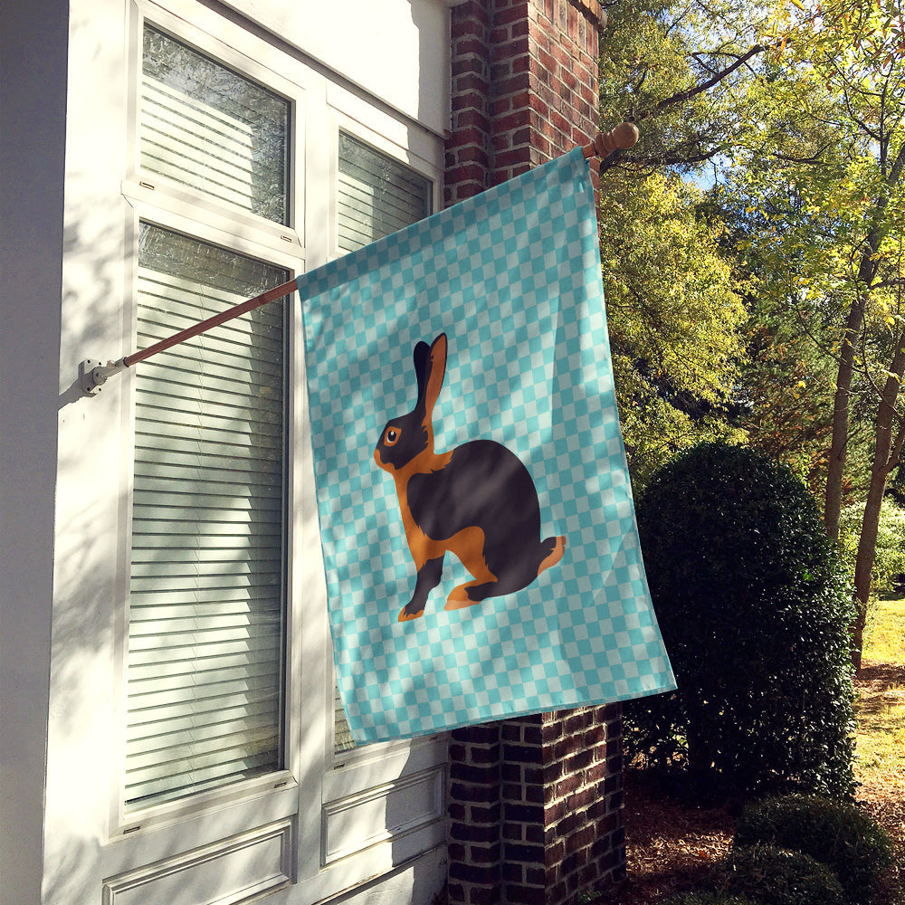 Tan Rabbit Blue Check House Flag 28x40 Porch Sleeve Pole Decorative Outside Yard Banner Artwork Wall Hanging, Polyester