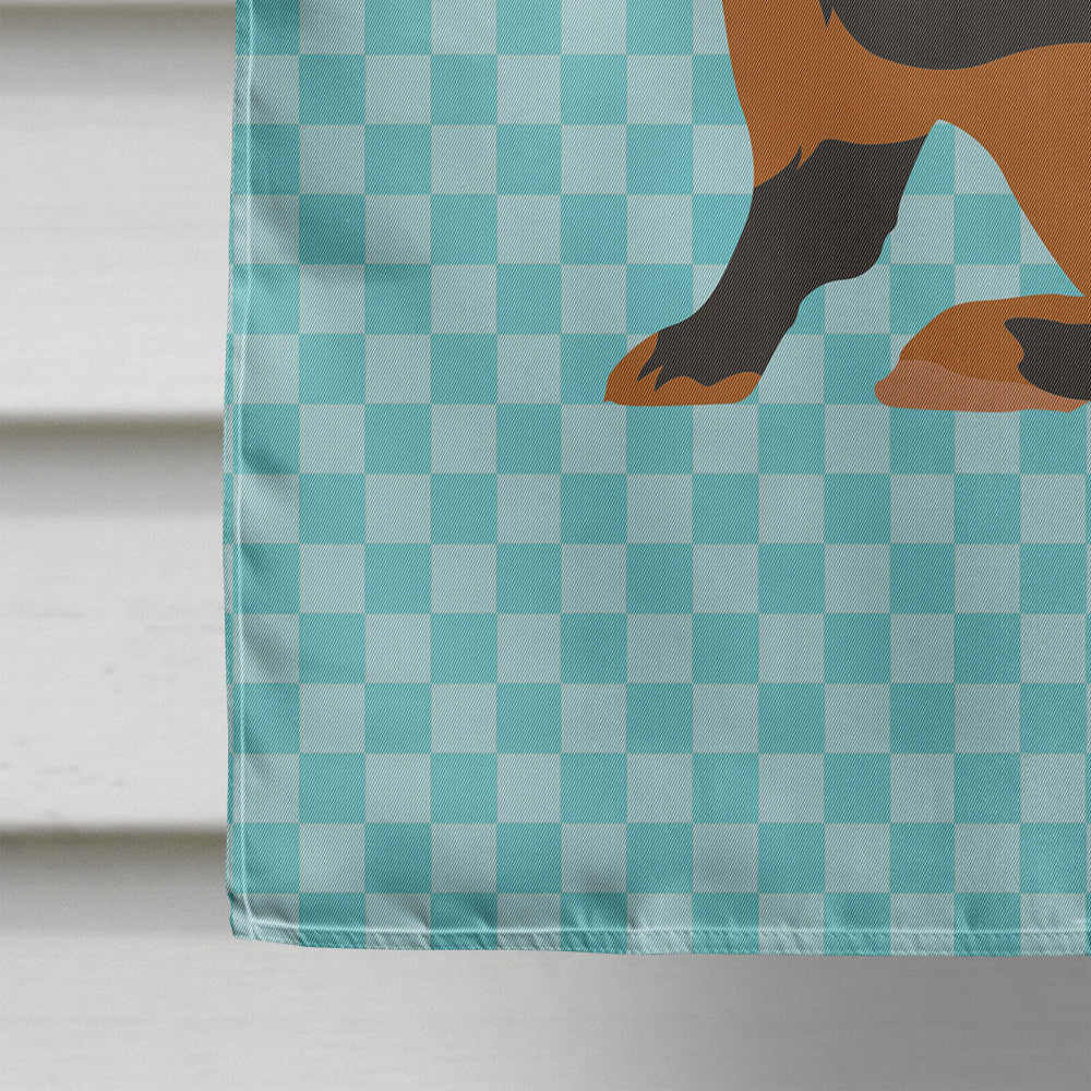 Tan Rabbit Blue Check House Flag 28x40 Porch Sleeve Pole Decorative Outside Yard Banner Artwork Wall Hanging, Polyester