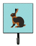 Tan Rabbit Blue Check Leash or Key Holder Wall Hooks, Key Hooks Holder, Coat Rack Wall Mount, Coat Hooks, Hooks for Hanging Keys, Towels, Aprons, Leashes