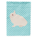 Hermelin Rabbit Blue Check House Flag 28x40 Porch Sleeve Pole Decorative Outside Yard Banner Artwork Wall Hanging, Polyester