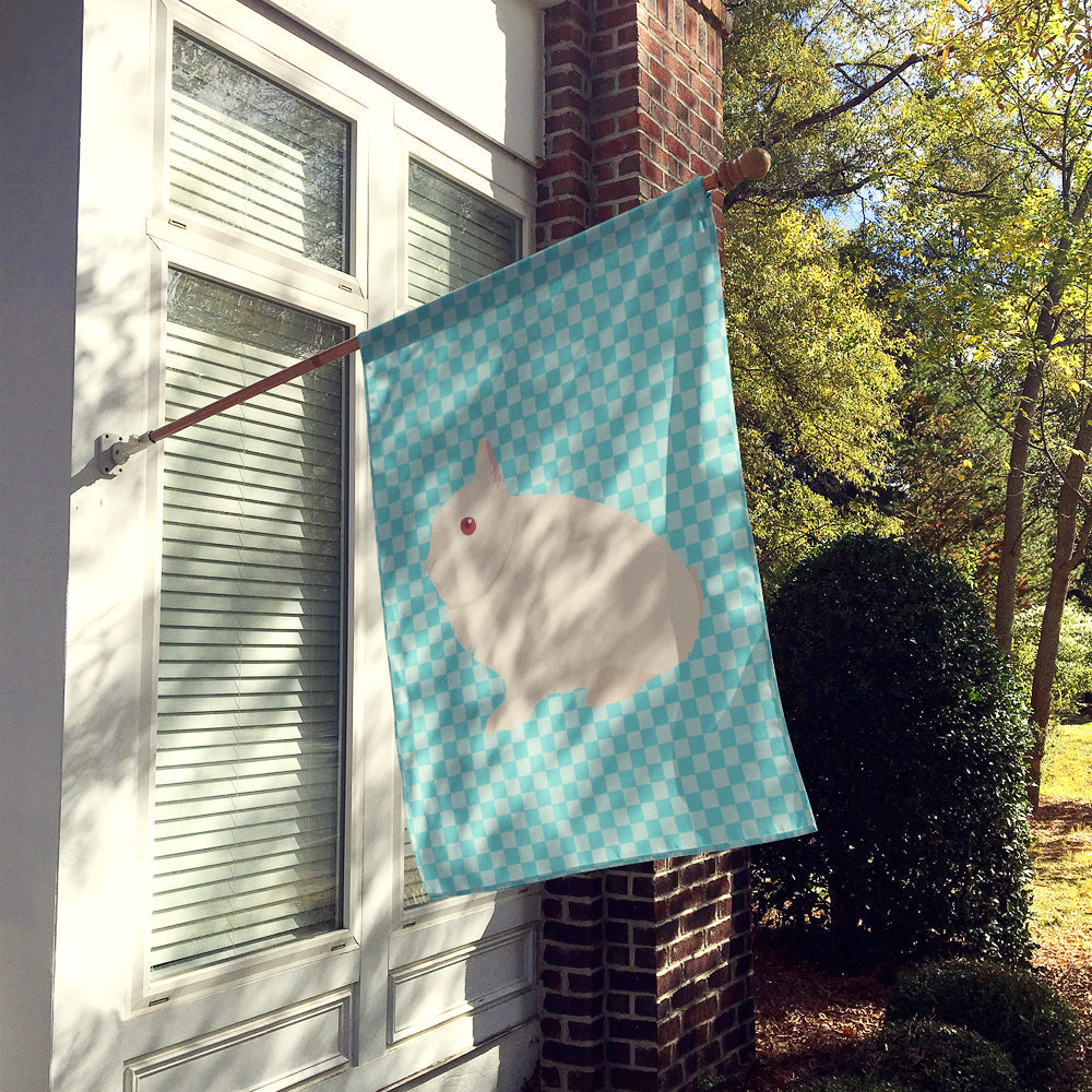 Hermelin Rabbit Blue Check House Flag 28x40 Porch Sleeve Pole Decorative Outside Yard Banner Artwork Wall Hanging, Polyester