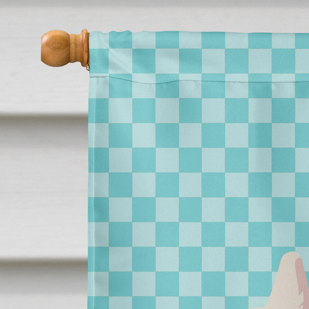 Hermelin Rabbit Blue Check House Flag 28x40 Porch Sleeve Pole Decorative Outside Yard Banner Artwork Wall Hanging, Polyester
