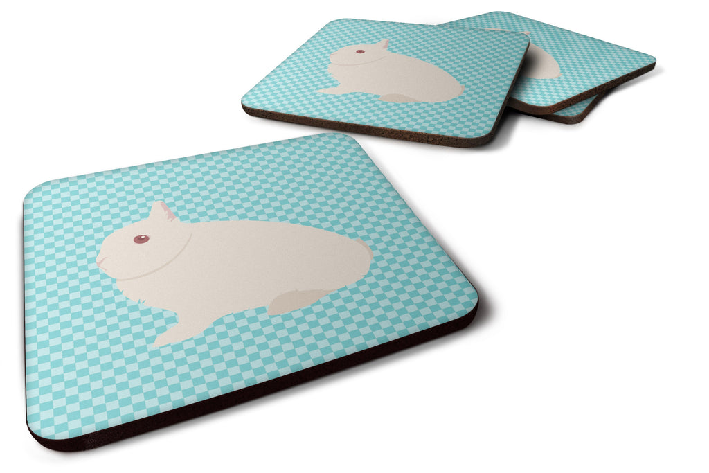 Hermelin Rabbit Blue Check Foam Coasters Set of 4 Cup Coasters for Indoor Outdoor, Tabletop Protection, Anti Slip, Mouse pad Material