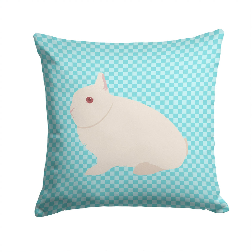 Hermelin Rabbit Blue Check Decorative Throw Pillow 14x14 Indoor Outdoor Accent Cushion, Fabric Cover with Insert for Sofa, Bed, Porch & Living Room