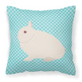 Hermelin Rabbit Blue Check Decorative Throw Pillow 18x18 Indoor Outdoor Accent Cushion, Fabric Cover with Insert for Sofa, Bed, Porch & Living Room