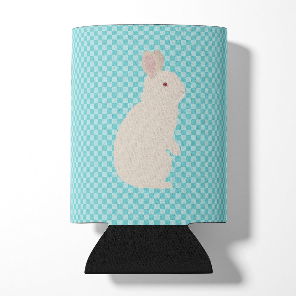 New Zealand White Rabbit Blue Check Can or Bottle Hugger Cooler Sleeve for Standard 12 oz Cans, Insulated Foam Beer & Soda Can Hugger Reusable