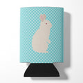 New Zealand White Rabbit Blue Check Can or Bottle Hugger Cooler Sleeve for Standard 12 oz Cans, Insulated Foam Beer & Soda Can Hugger Reusable