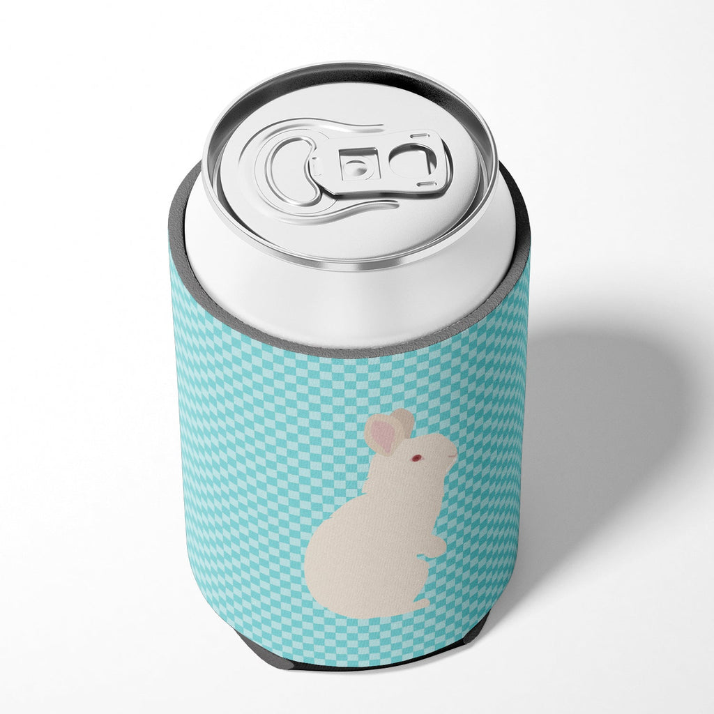 New Zealand White Rabbit Blue Check Can or Bottle Hugger Cooler Sleeve for Standard 12 oz Cans, Insulated Foam Beer & Soda Can Hugger Reusable