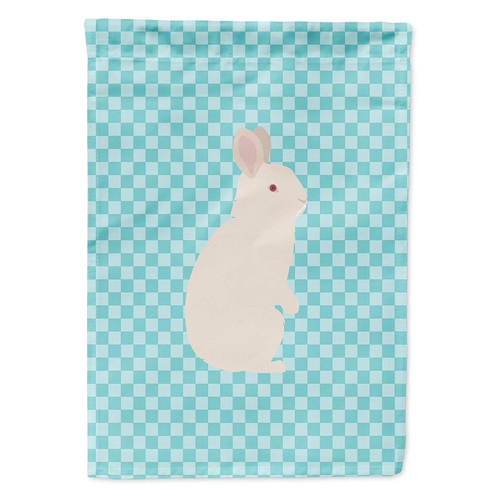 New Zealand White Rabbit Blue Check House Flag 28x40 Porch Sleeve Pole Decorative Outside Yard Banner Artwork Wall Hanging, Polyester