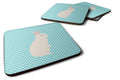 New Zealand White Rabbit Blue Check Foam Coasters Set of 4 Cup Coasters for Indoor Outdoor, Tabletop Protection, Anti Slip, Mouse pad Material