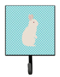 New Zealand White Rabbit Blue Check Leash or Key Holder Wall Hooks, Key Hooks Holder, Coat Rack Wall Mount, Coat Hooks, Hooks for Hanging Keys, Towels, Aprons, Leashes