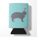 Giant Chinchilla Rabbit Blue Check Can or Bottle Hugger Cooler Sleeve for Standard 12 oz Cans, Insulated Foam Beer & Soda Can Hugger Reusable