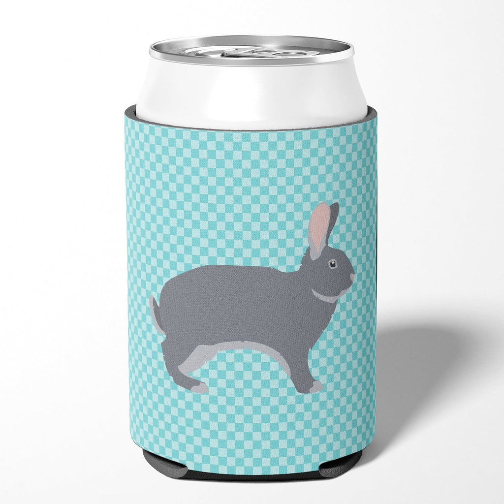 Giant Chinchilla Rabbit Blue Check Can or Bottle Hugger Cooler Sleeve for Standard 12 oz Cans, Insulated Foam Beer & Soda Can Hugger Reusable