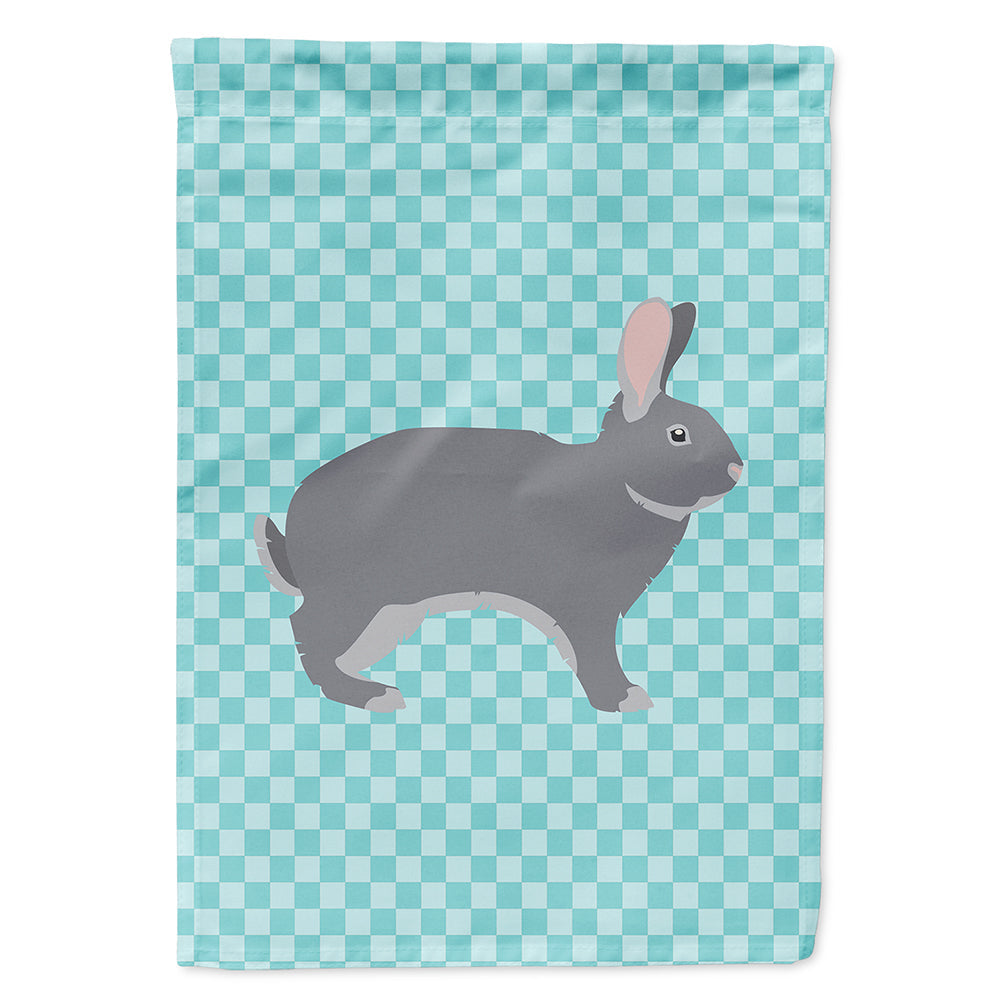 Giant Chinchilla Rabbit Blue Check House Flag 28x40 Porch Sleeve Pole Decorative Outside Yard Banner Artwork Wall Hanging, Polyester