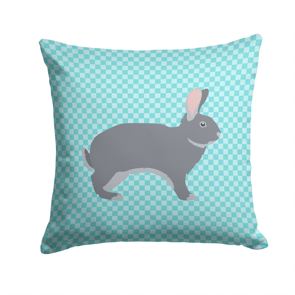 Giant Chinchilla Rabbit Blue Check Decorative Throw Pillow 14x14 Indoor Outdoor Accent Cushion, Fabric Cover with Insert for Sofa, Bed, Porch & Living Room