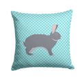 Giant Chinchilla Rabbit Blue Check Decorative Throw Pillow 14x14 Indoor Outdoor Accent Cushion, Fabric Cover with Insert for Sofa, Bed, Porch & Living Room