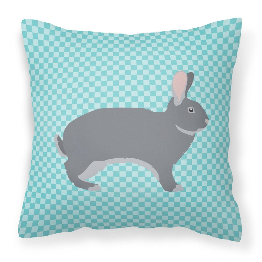 Giant Chinchilla Rabbit Blue Check Decorative Throw Pillow 18x18 Indoor Outdoor Accent Cushion, Fabric Cover with Insert for Sofa, Bed, Porch & Living Room