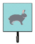 Giant Chinchilla Rabbit Blue Check Leash or Key Holder Wall Hooks, Key Hooks Holder, Coat Rack Wall Mount, Coat Hooks, Hooks for Hanging Keys, Towels, Aprons, Leashes