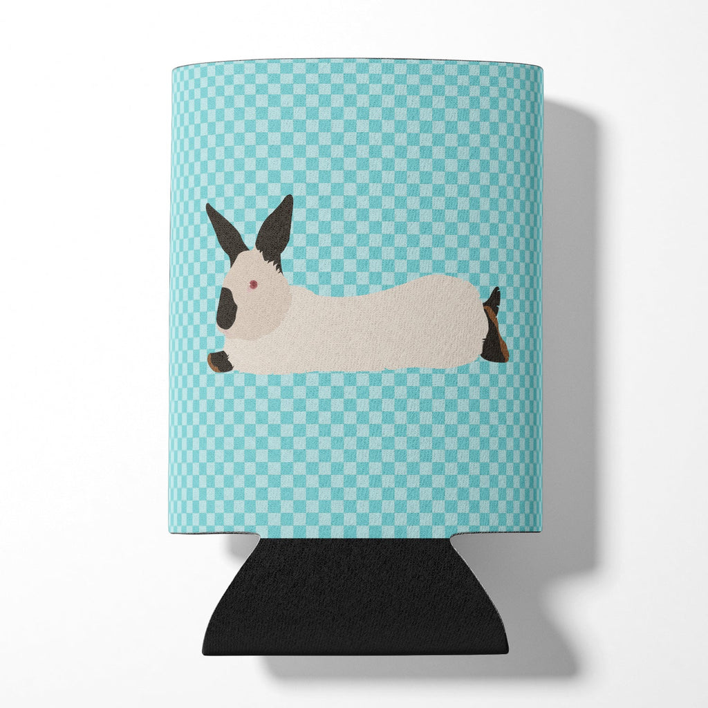California White Rabbit Blue Check Can or Bottle Hugger Cooler Sleeve for Standard 12 oz Cans, Insulated Foam Beer & Soda Can Hugger Reusable