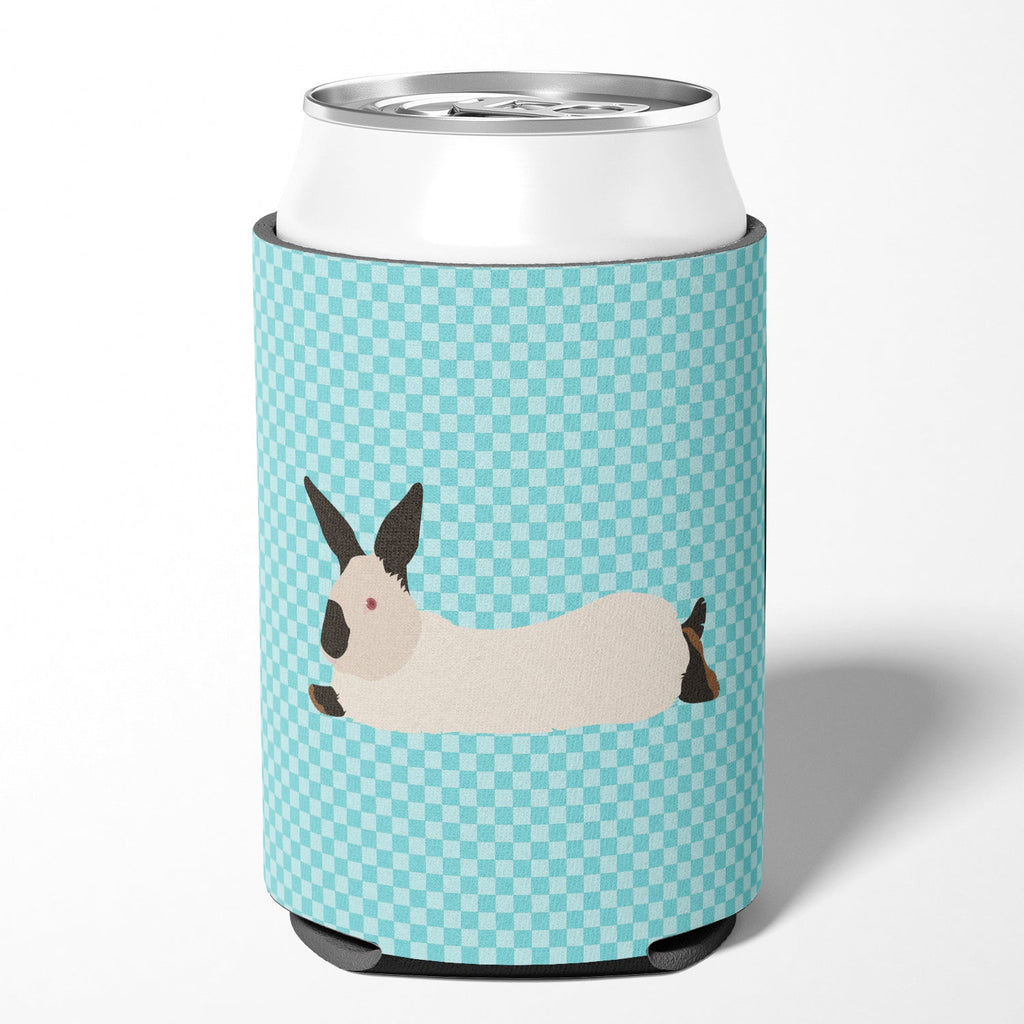 California White Rabbit Blue Check Can or Bottle Hugger Cooler Sleeve for Standard 12 oz Cans, Insulated Foam Beer & Soda Can Hugger Reusable