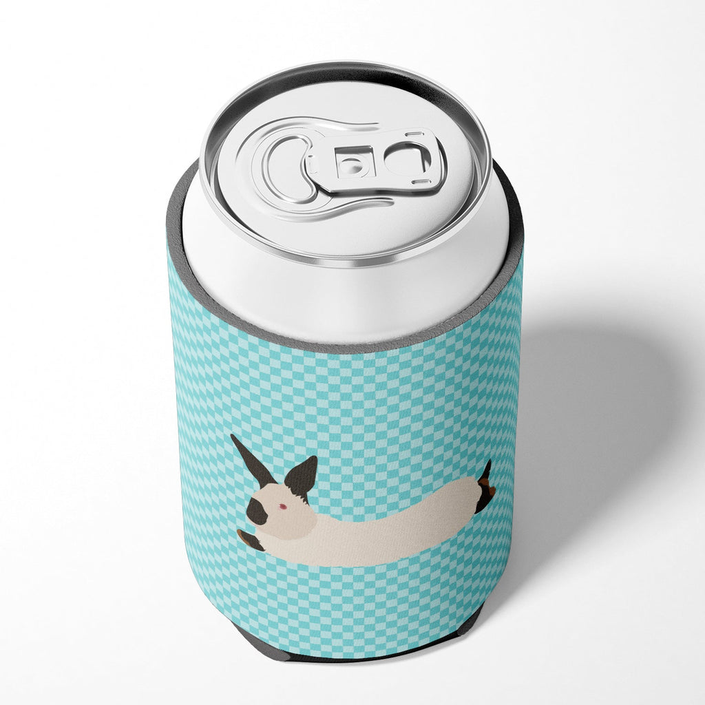 California White Rabbit Blue Check Can or Bottle Hugger Cooler Sleeve for Standard 12 oz Cans, Insulated Foam Beer & Soda Can Hugger Reusable