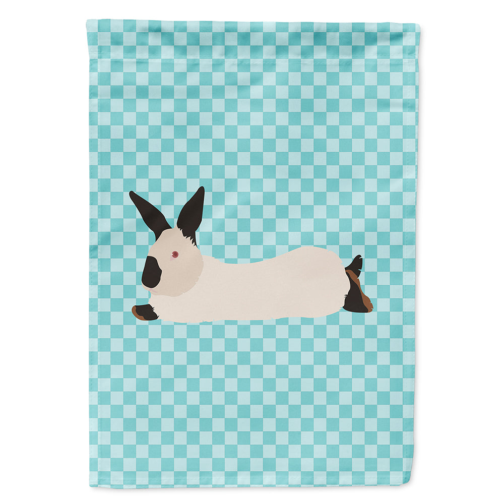 California White Rabbit Blue Check House Flag 28x40 Porch Sleeve Pole Decorative Outside Yard Banner Artwork Wall Hanging, Polyester