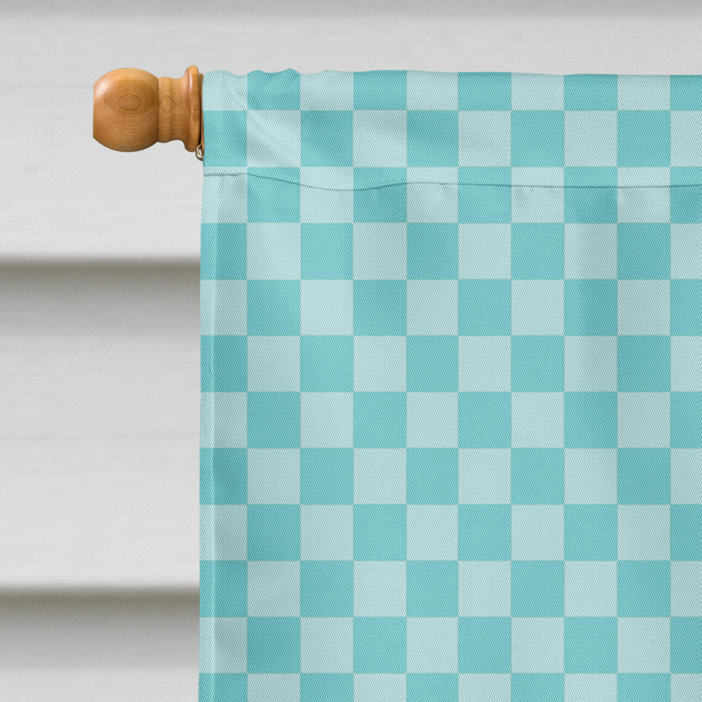 California White Rabbit Blue Check House Flag 28x40 Porch Sleeve Pole Decorative Outside Yard Banner Artwork Wall Hanging, Polyester