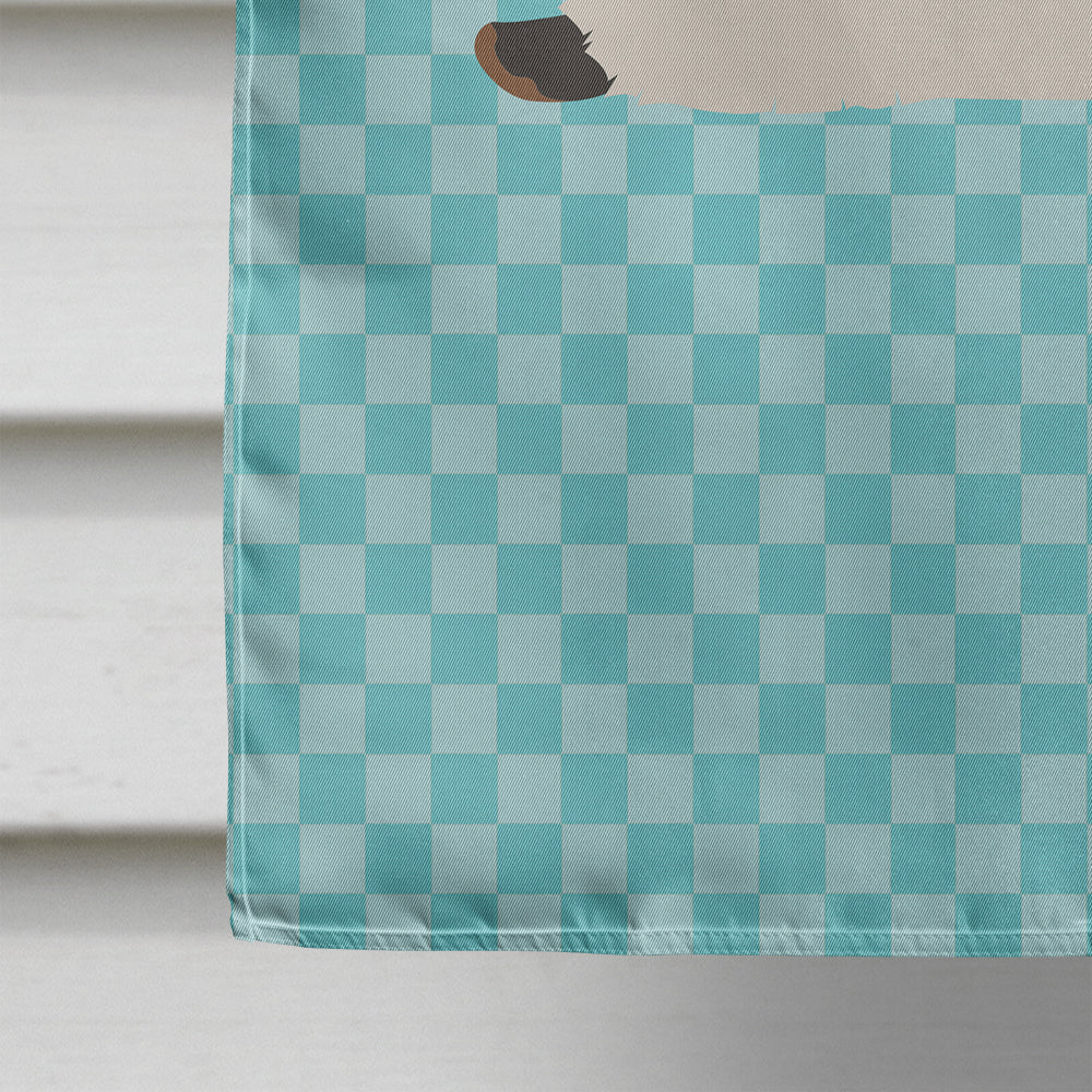 California White Rabbit Blue Check House Flag 28x40 Porch Sleeve Pole Decorative Outside Yard Banner Artwork Wall Hanging, Polyester