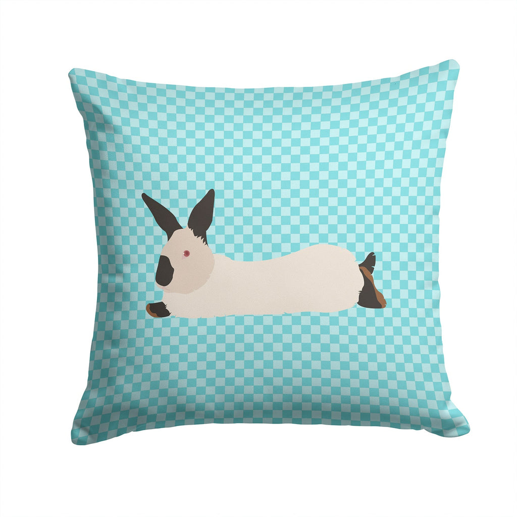 California White Rabbit Blue Check Decorative Throw Pillow 14x14 Indoor Outdoor Accent Cushion, Fabric Cover with Insert for Sofa, Bed, Porch & Living Room