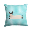 California White Rabbit Blue Check Decorative Throw Pillow 14x14 Indoor Outdoor Accent Cushion, Fabric Cover with Insert for Sofa, Bed, Porch & Living Room