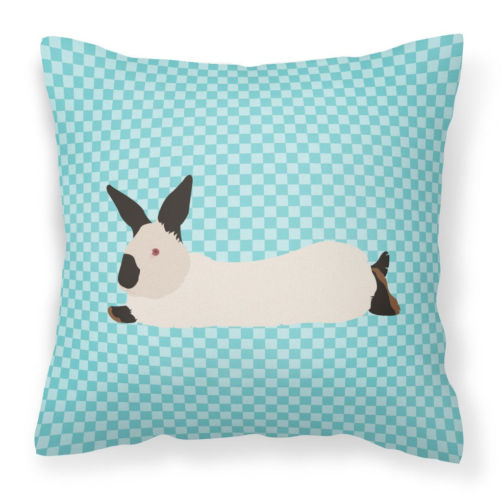 California White Rabbit Blue Check Decorative Throw Pillow 18x18 Indoor Outdoor Accent Cushion, Fabric Cover with Insert for Sofa, Bed, Porch & Living Room