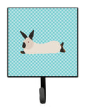 California White Rabbit Blue Check Leash or Key Holder Wall Hooks, Key Hooks Holder, Coat Rack Wall Mount, Coat Hooks, Hooks for Hanging Keys, Towels, Aprons, Leashes