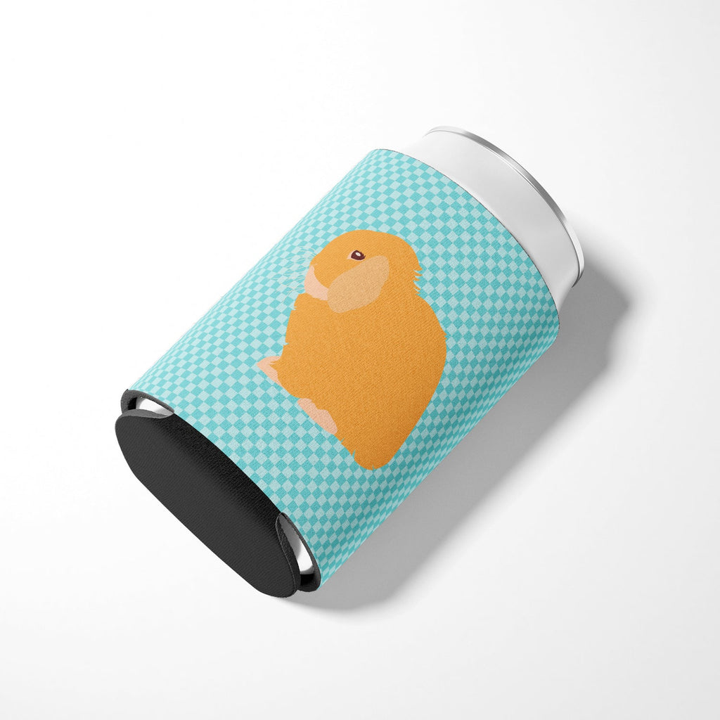 Holland Lop Rabbit Blue Check Can or Bottle Hugger Cooler Sleeve for Standard 12 oz Cans, Insulated Foam Beer & Soda Can Hugger Reusable