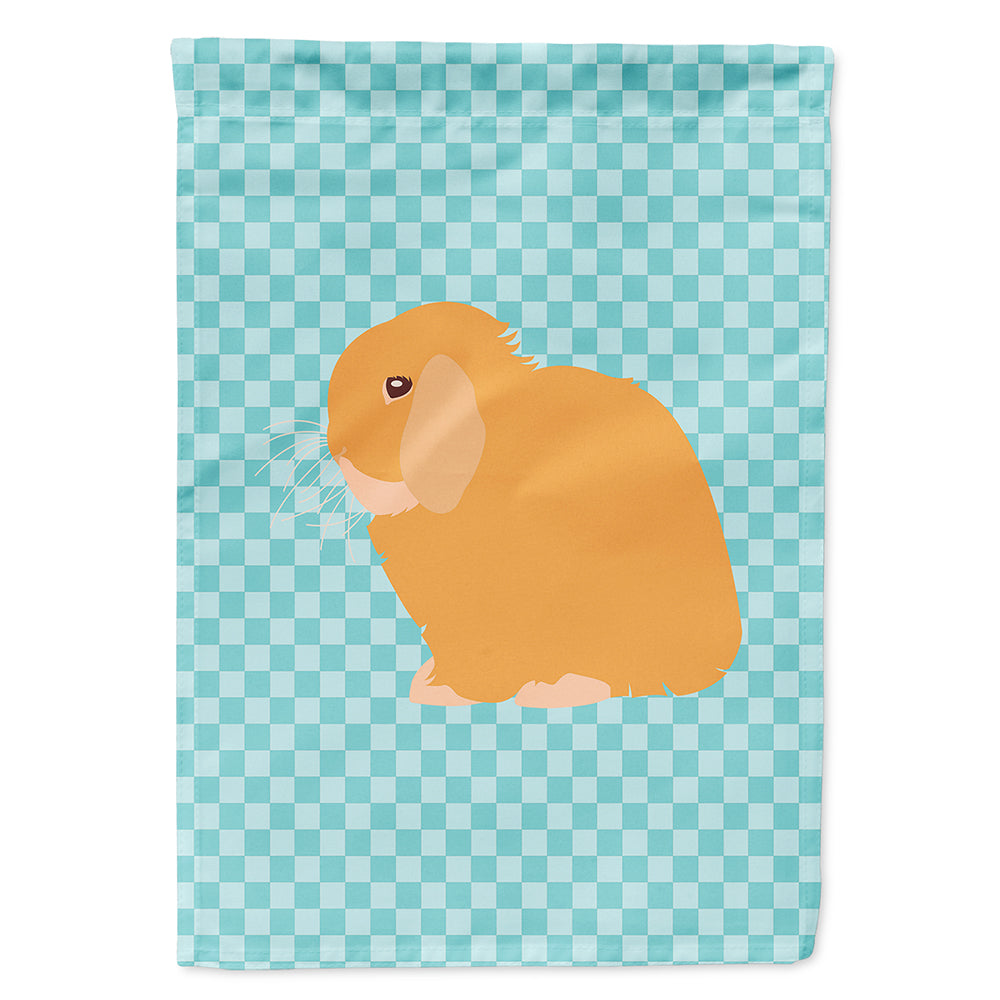 Holland Lop Rabbit Blue Check House Flag 28x40 Porch Sleeve Pole Decorative Outside Yard Banner Artwork Wall Hanging, Polyester