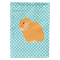 Holland Lop Rabbit Blue Check House Flag 28x40 Porch Sleeve Pole Decorative Outside Yard Banner Artwork Wall Hanging, Polyester