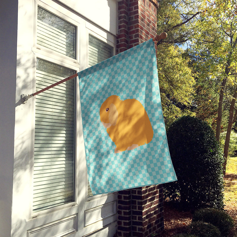 Holland Lop Rabbit Blue Check House Flag 28x40 Porch Sleeve Pole Decorative Outside Yard Banner Artwork Wall Hanging, Polyester