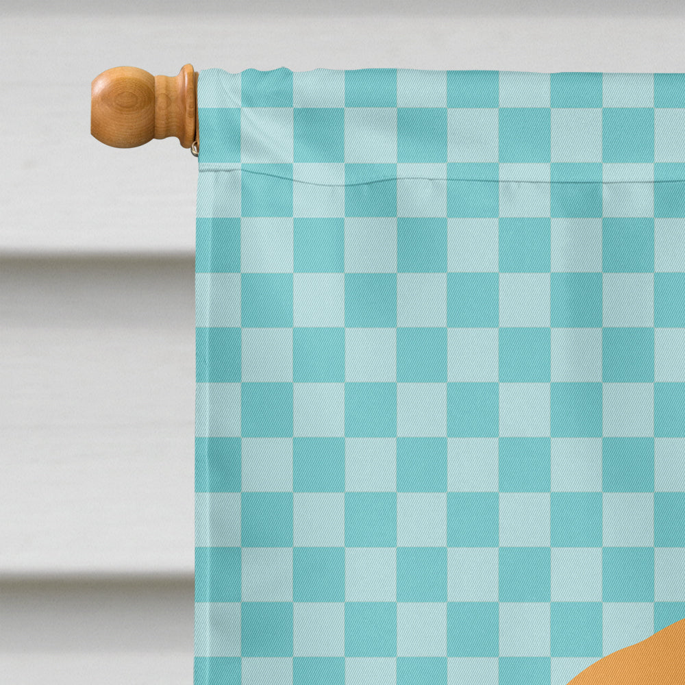 Holland Lop Rabbit Blue Check House Flag 28x40 Porch Sleeve Pole Decorative Outside Yard Banner Artwork Wall Hanging, Polyester