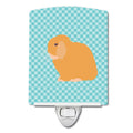 Holland Lop Rabbit Blue Check Ceramic Night Light Compact, UL-Certified, Ideal for Bedroom, Bathroom, Nursery, Hallway, Kitchen, 6x4x3, Multicolor